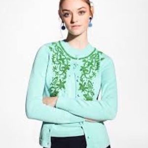 SOLD - Brooks Bros Light Blue Beaded Sweater Set L